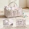Baby Essentials Cute Floral Diaper Caddy Organizer – Portable Storage Basket with Shoulder Strap & Stroller Hooks, Splashproof Quilted Nursery & Car Tote for Baby Shower, Beige Floral